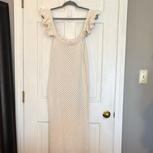Francesca's Collections Ivory Knit Maxi Dress like new